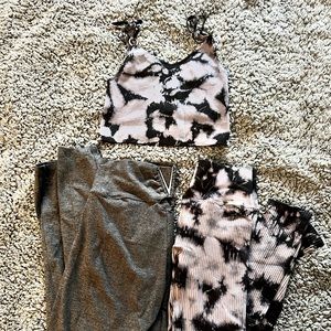 Set of 3 - Bombshell Sportswear Activewear Tie Dye and V Back